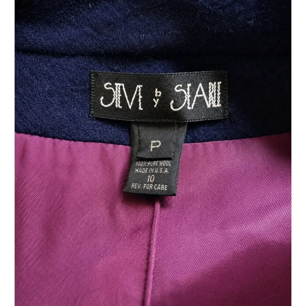 Vintage Steve by Searle Long Wool Coat Deep Purple Women’s 10 - Picture 7 of 10